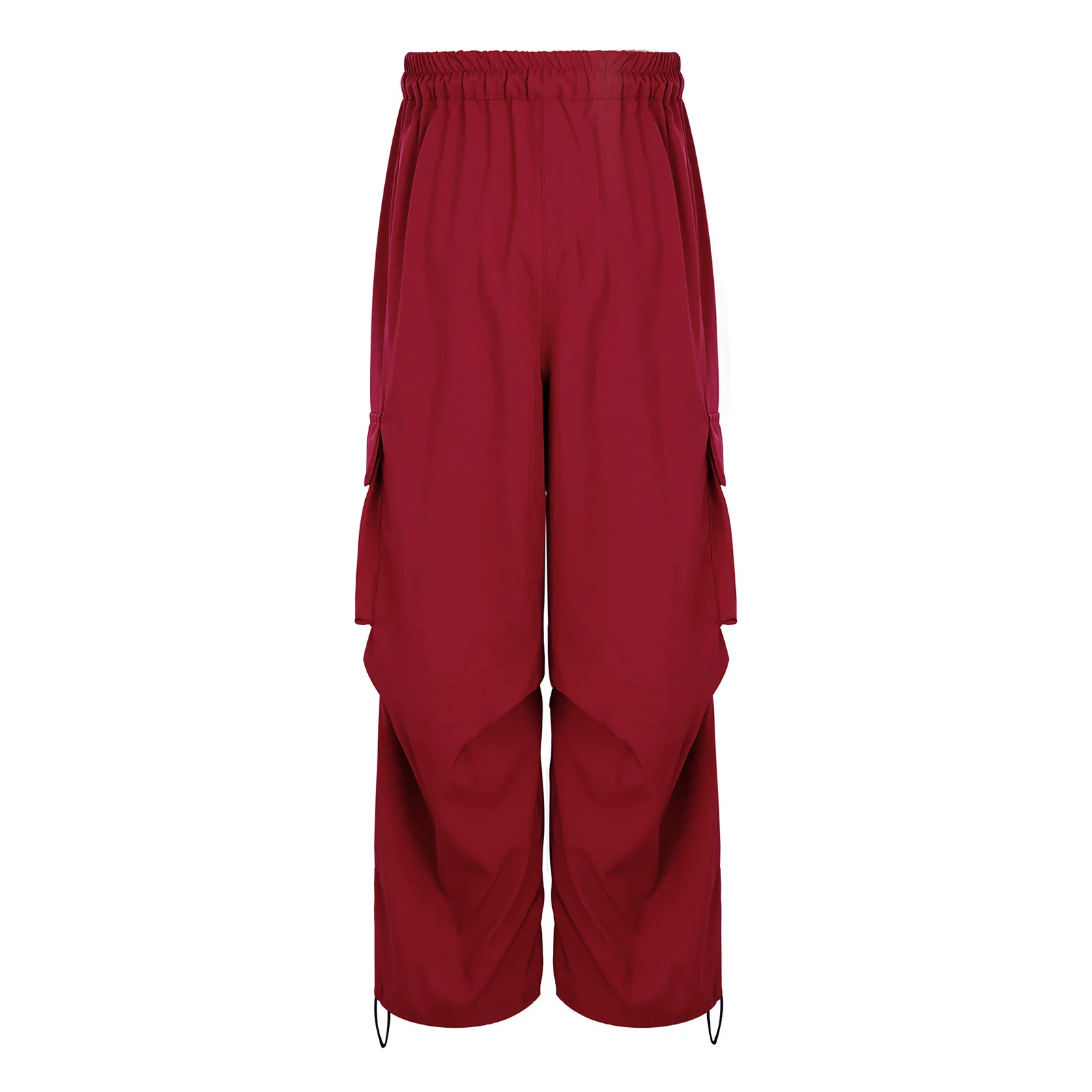 Kids Girl Hip Hop Jazz Dance Skateboarding Costume Drawstring Cargo Sports Workout Pants Stretchy Trousers with Multiple Pockets