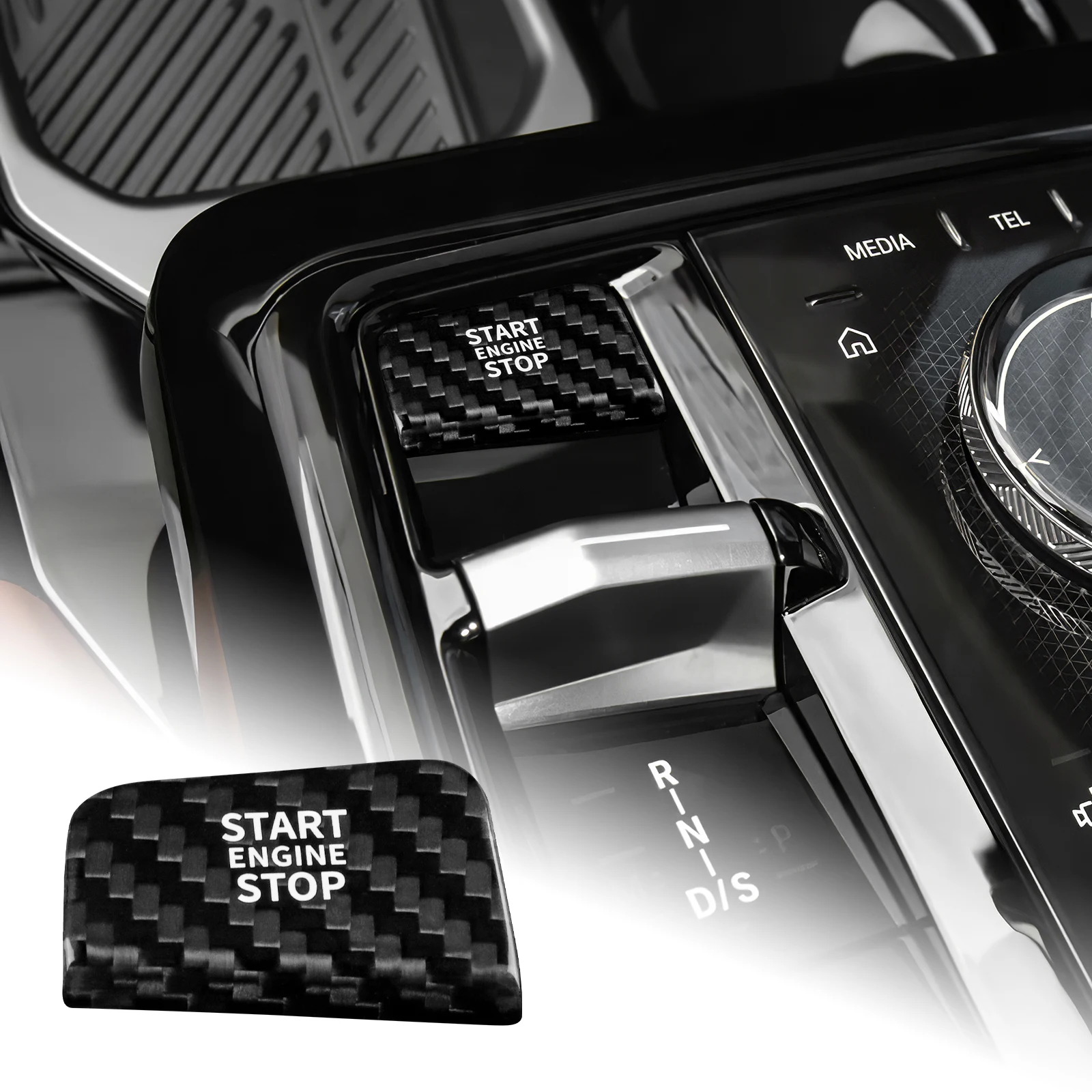 For BMW 5 Series G60 7 Series G70 2024 2025 Real Carbon Fiber One-key Start Button Decorative Stickers Interior Accessories