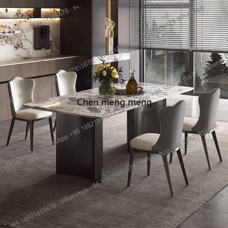 Oreo gray luxury stone dining table modern simple light luxury premium rectangular home marble dining table