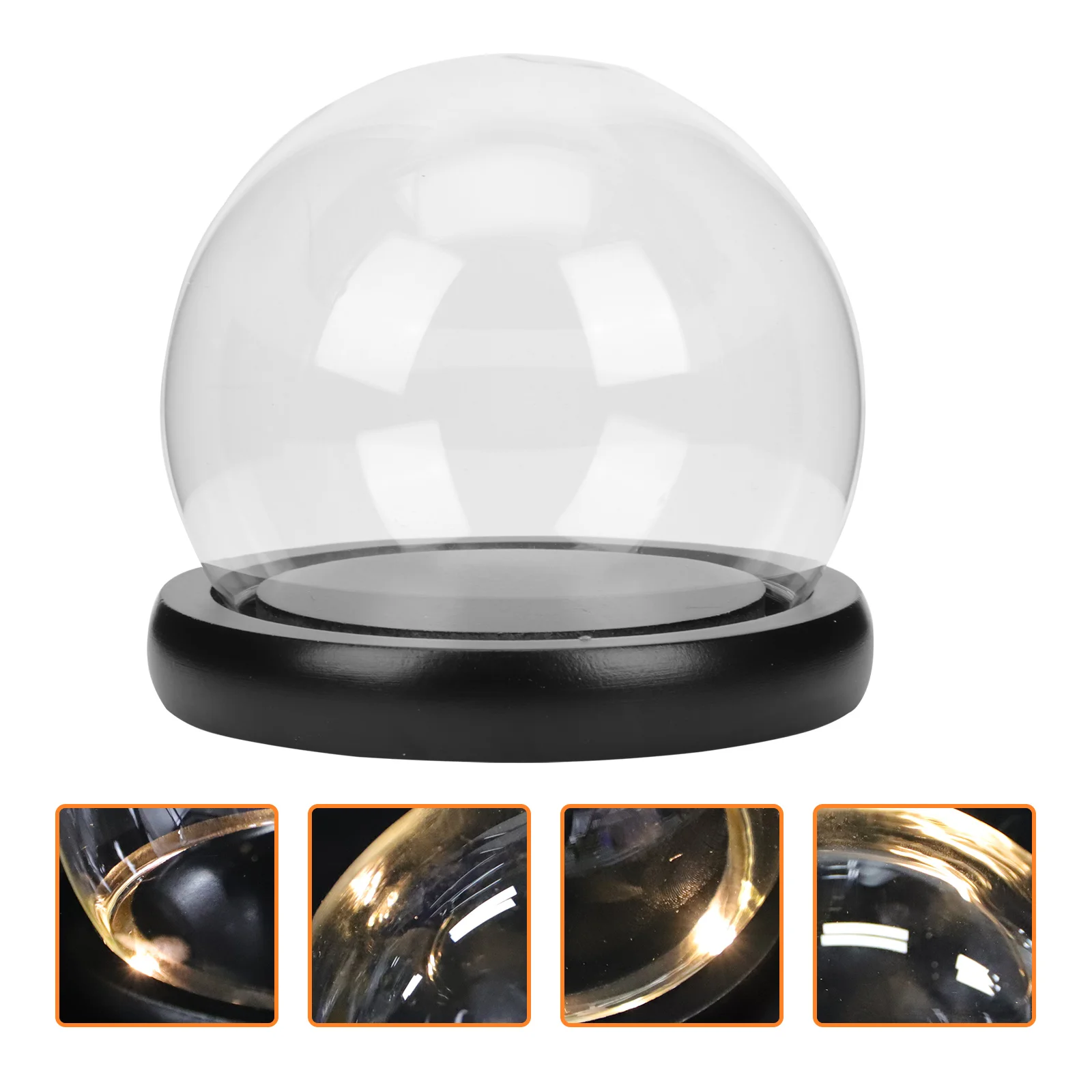 Display Glass Cover Flower Vase Eternal Tabletop Case Micro-landscape Wooden Ball Design Immortal Dome