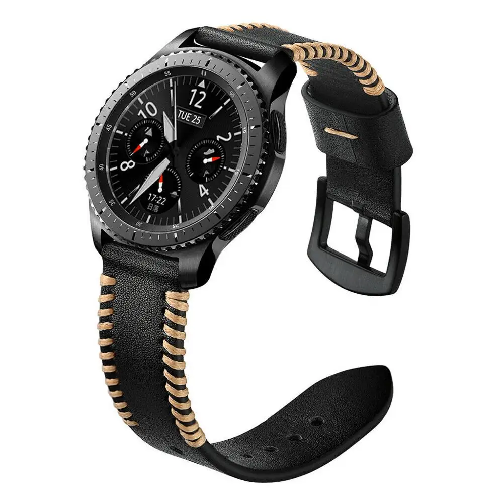 22mm Leather Strap for Samsung Watch 46mm/3 45mm/Gear S3 Bracelet Wristband for Huawei Watch GT 2 3 Pro/Amazfit GTR/Stratos Band