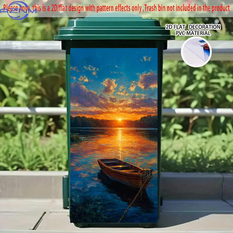 2D Flat Printing 1pc 2D Pattern Printed Kitchen Trash Can Sticker xcm, 