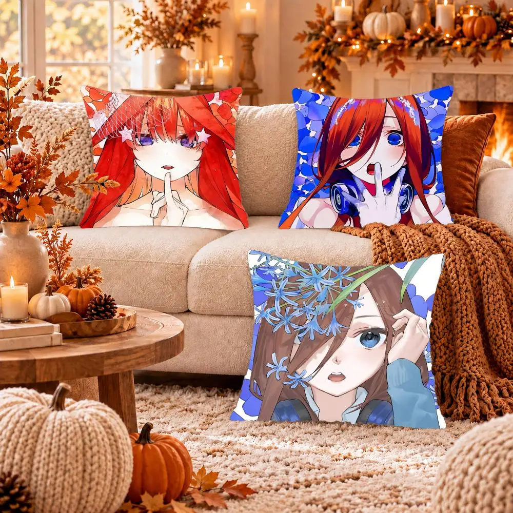 The Q-quintessential Quintuplets Cushion Cover Soft Plush Cushion Case Throw Pillowcase Cozy Home Sofa Bed Living Room Decor