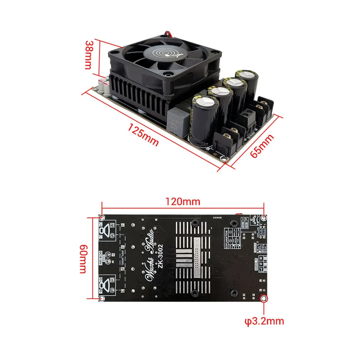 A57G-ZK-3002 TPA3255 Pure Rear Level Digital Amplifier Board Stereo 300W X2 Bridged Mono 600W AMP Music