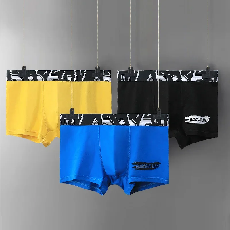 

1 шт., мужское летнее хлопковое нижнее белье, мужские удобные дышащие боксеры, летние мужские трусы с четырьмя углами и принтом средней талии