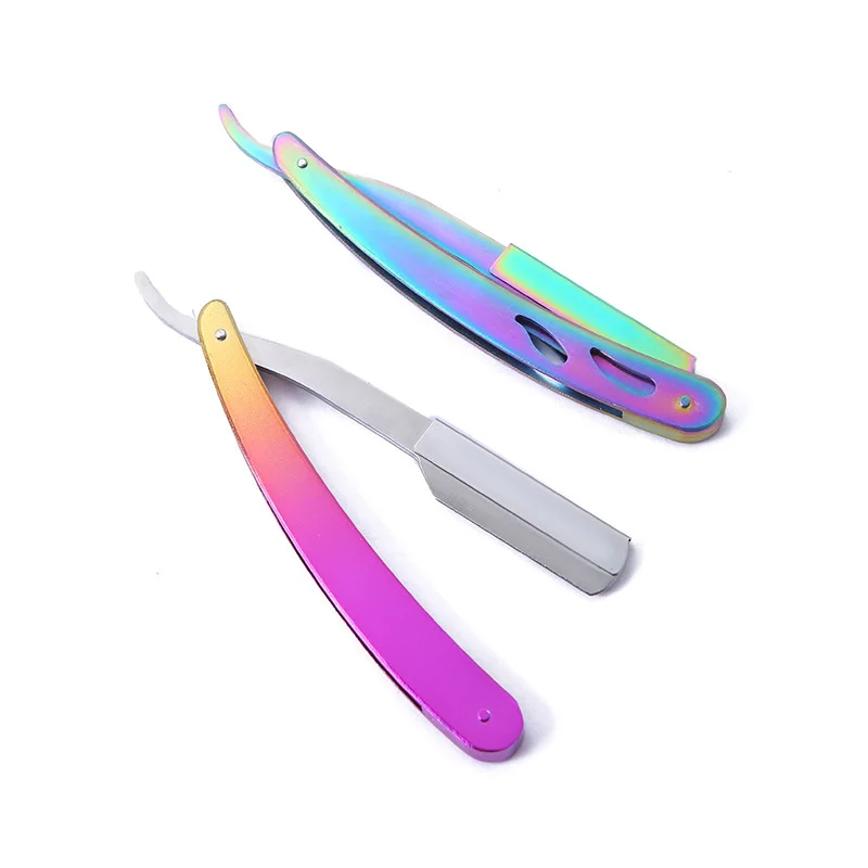 1 stücke Bunte Professional Hand Rasierer Gerade Rand Edelstahl Sharp Barber Razor Folding Rasieren Bart Cutter
