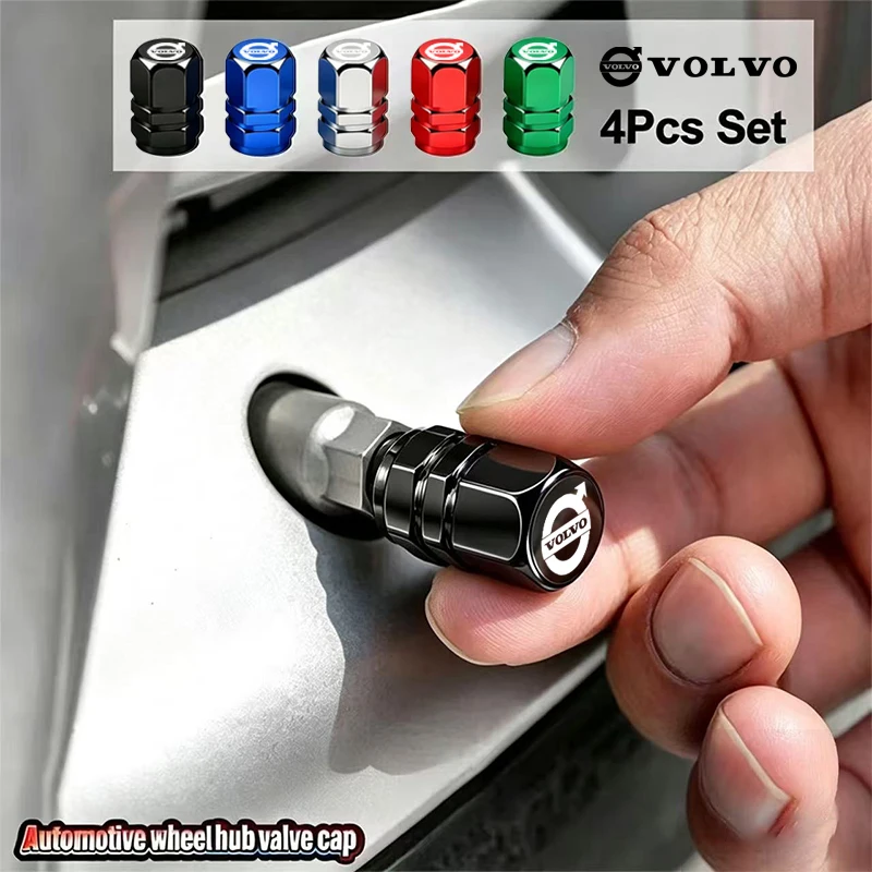 

4Pcs Car Wheel Tire Valve Stem Caps Dust Cover Auto Accessories For Volvo V60 V40 XC90 S60 C30 XC60 V50 V70 S90 XC40 S80 T6 V90