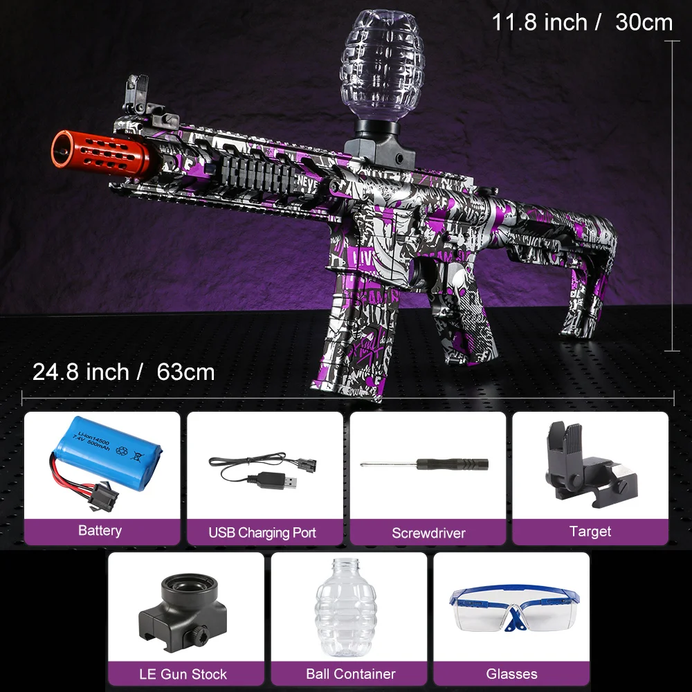 M416 ปืนของเล่น Blaster ลูกบอลไฟฟ้า - ของเล่นกลางแจ้งอัตโนมัติความเร็วสูงแบบชาร์จไฟได้สําหรับกิจกรรมครอบครัวทีม (ไม่รวมกระสุน)