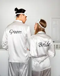 Pigiama in raso personalizzato per sposa e sposo Regalo di nozze Anniversario Pigiama in raso di seta Pigiama personalizzato Regalo di nozze Luna di miele