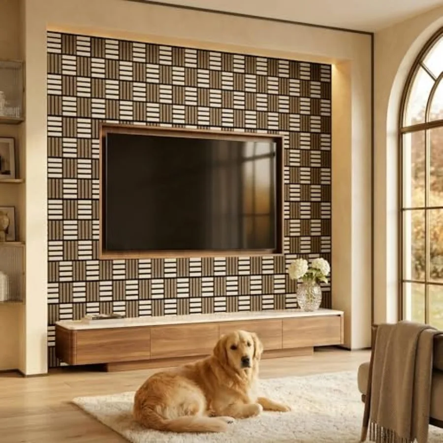 Wall Panels-4-Pack Wood 3D Wall Panels for Wall Decor, High Grille Soundproof Slat Acoustic Panels for Livg Room, TV Background - view 2