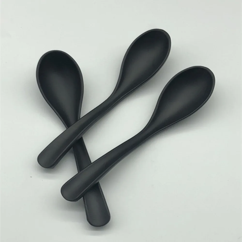 2024 New Style Alloy Black Small Spoon Coffee Spoon Honey Stirring Spoon Children's Tableware Retro Style Creative Alloy Spoons