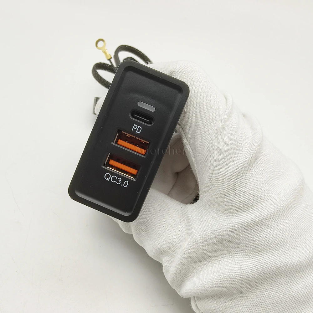 سيارة تعديل شحن المقبس مخرج طاقة التبديل سيارة المزدوج USB شحن سريع QC3.0 مهايئ شاحن الهاتف لشركة فولكس فاجن جولف 7 اكسسوارات #5