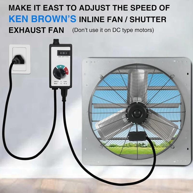 Fan Speed Controller Speed Controller ABS 120V 15Amp Speed Adjuster For Exhaust Fan And Inline Duct Fan US Plug