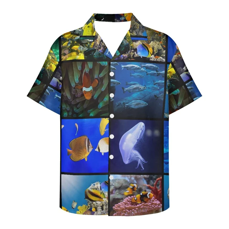 

Magical Underwater World 3D Print Shirts For Men Clothes Funny Fish Graphic Beach Shirt Women Hawaiian Aloha Button Blouse