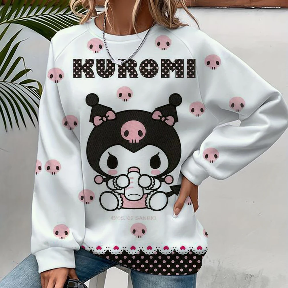 Hello Kitty sweatshirt mini cute round neck hoodie shirt cartoon loose multifunctional casual comfortable long sleeved