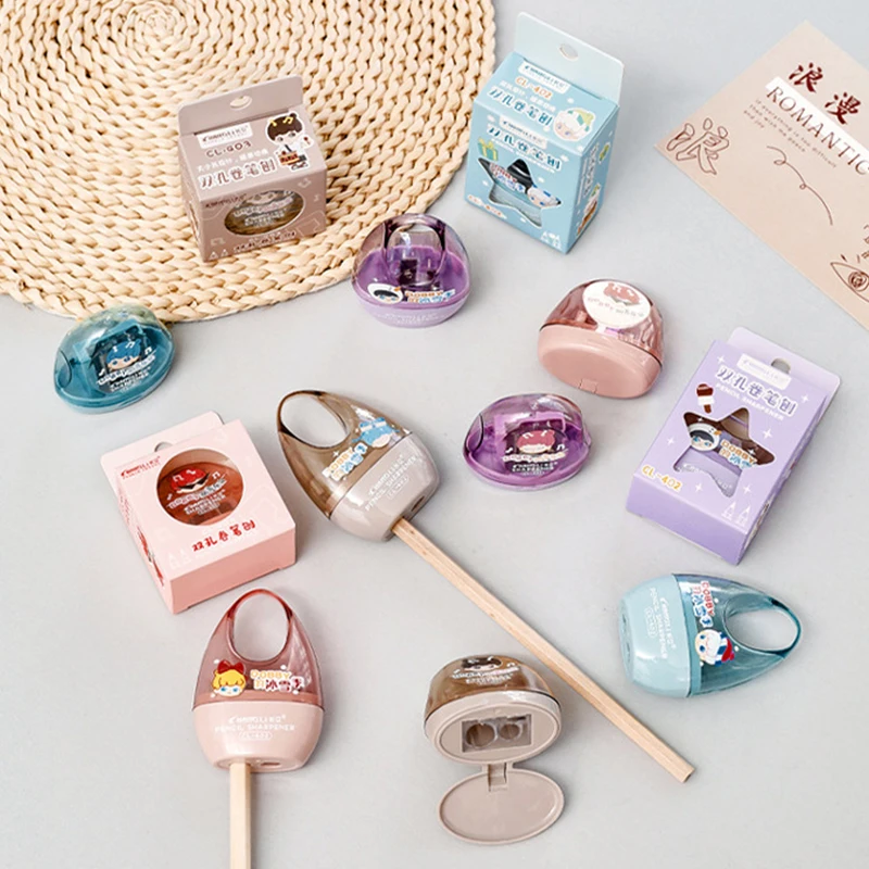 Creative Cartoon Cute Double Holes Pencil Sharpener Multi Purpose Mini Pencils Sharpener School Supplies Student Stationery