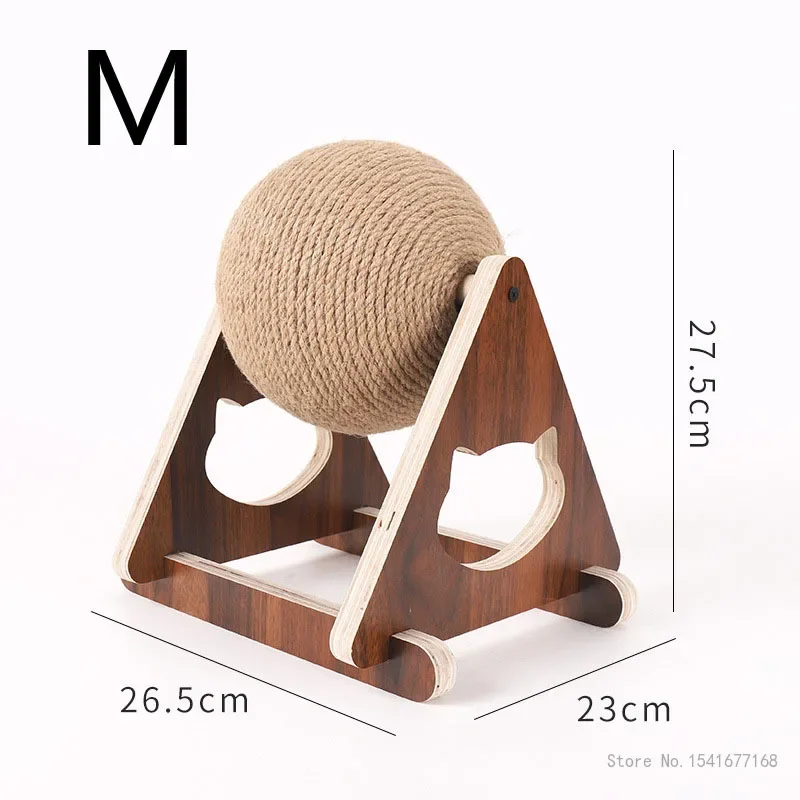 Cat Cratchers Ball Toys Sisal and Wood Stable Triangle Cats Indoor Stuff Sturdy Scratching Cool Scratch on Stand Spin, 1Pc