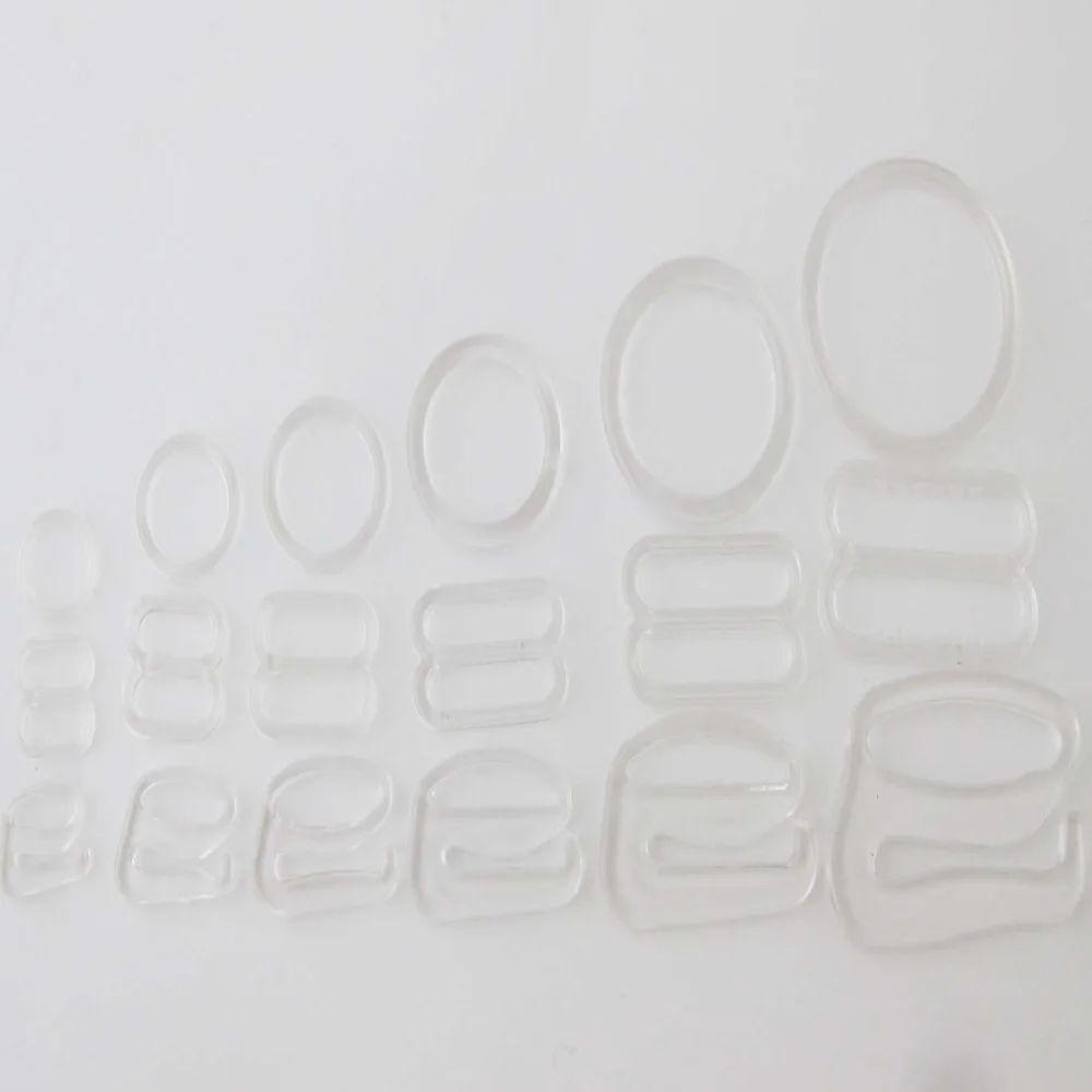 NBNNGW Multisizes Bra Buckle 50Pcs Clear/Black/White Adjustable Belt Buckles Plastic Sliders/Rings/Hook Underwear Supplies