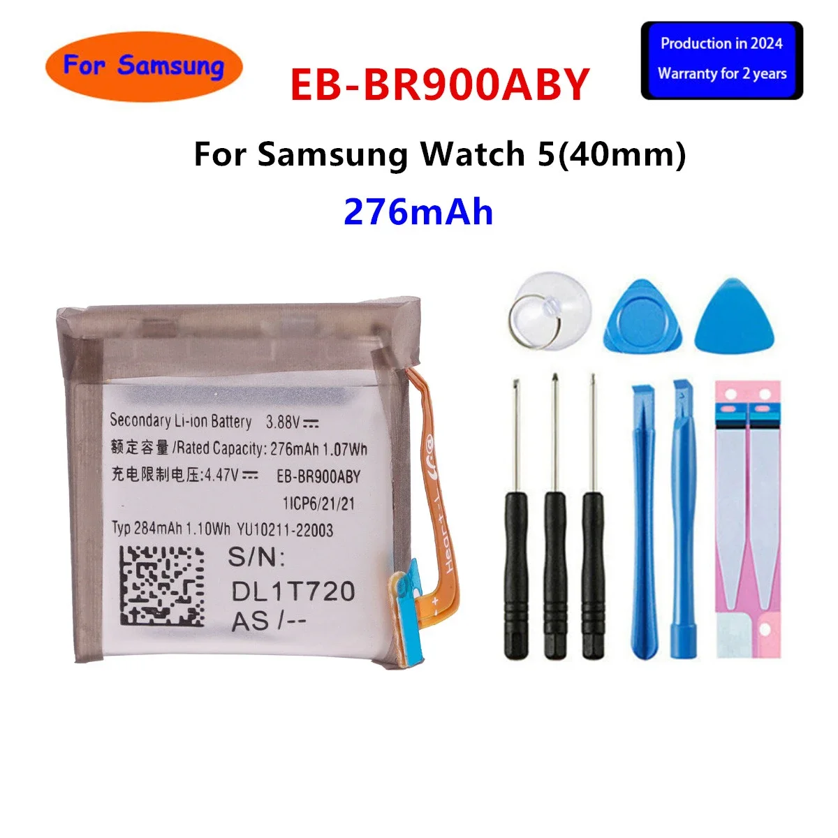 Gloednieuwe EB-BR900ABY 276Mah Batterij Voor Samsung Horloge 5 40Mm SM-R900 Smart Watch Batterijen + Gereedschap