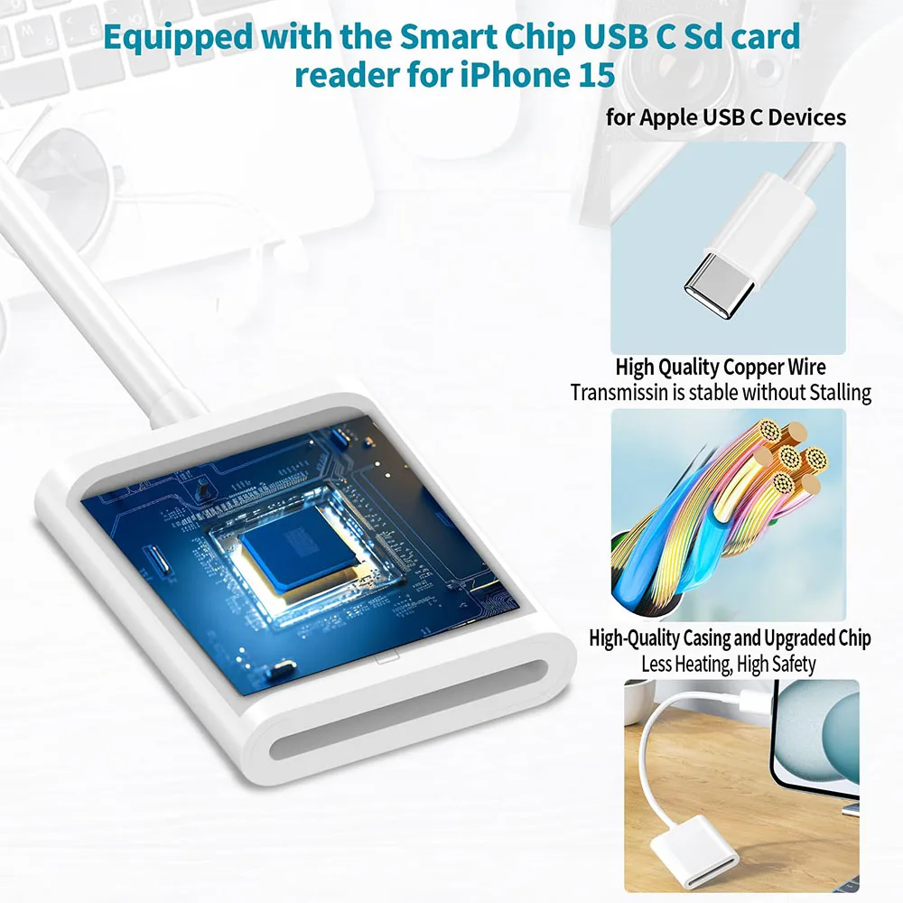 نوع C Lightning Card Reader SD Memory Converter OTG Writer Adapter لأجهزة iPad Pro Macbook Huawei Samsung Xiaomi Phone Laptop ﻿ ﻿