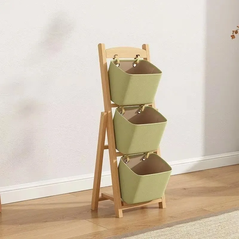 Solid Wood Multi Layer Storage Rack for Living Room Bedroom Snacks Sundries Toys