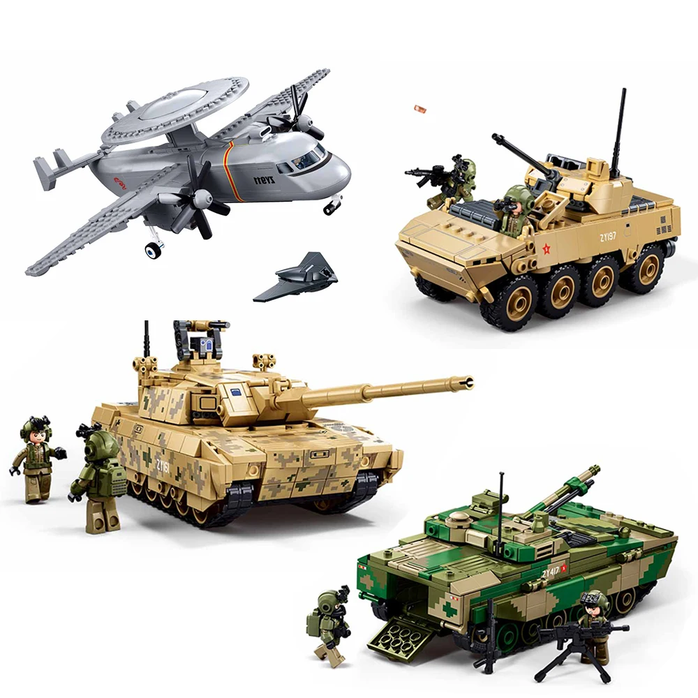 2026 Sluban New Military Air Force Transport Aircraft Army Tanks and Armored Vehicles WW II Bricks Model Building Block Toy Gift