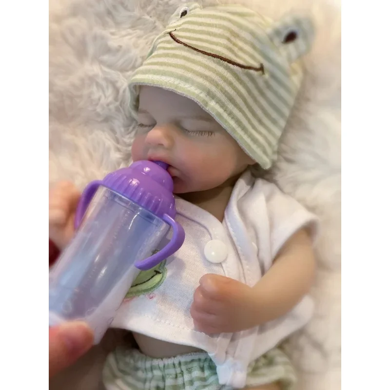 33cm Can Open Mouth Painted Solid Silicone LouLou Bebe Reborn Girl and Boy Washable Newborn Baby Dolls For Kid's Gift