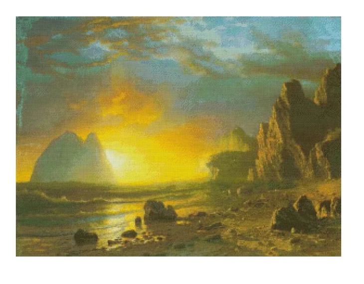 

Sunset on the Coast scenery sewing kit 16CT 14CT Unprinted Cross Stitch Kits Embroidery Art DIY Handmade Needlework Home Decor