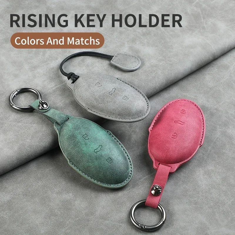 

For Car Key Bag Case Wallet Holder Key Cover Key Chains RISING AUTO F7 R7 22-23 Leather