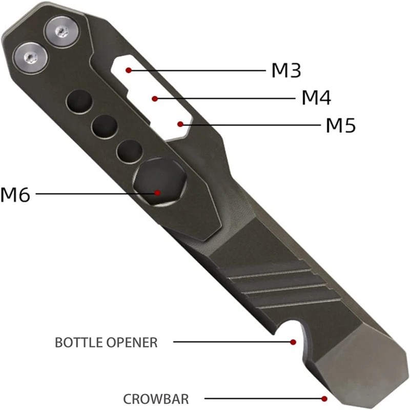 High Quality Pocket Pry Bar Screwdriver Bottle Opener Outdoor Tool Wrench (Stone Washed Gray)