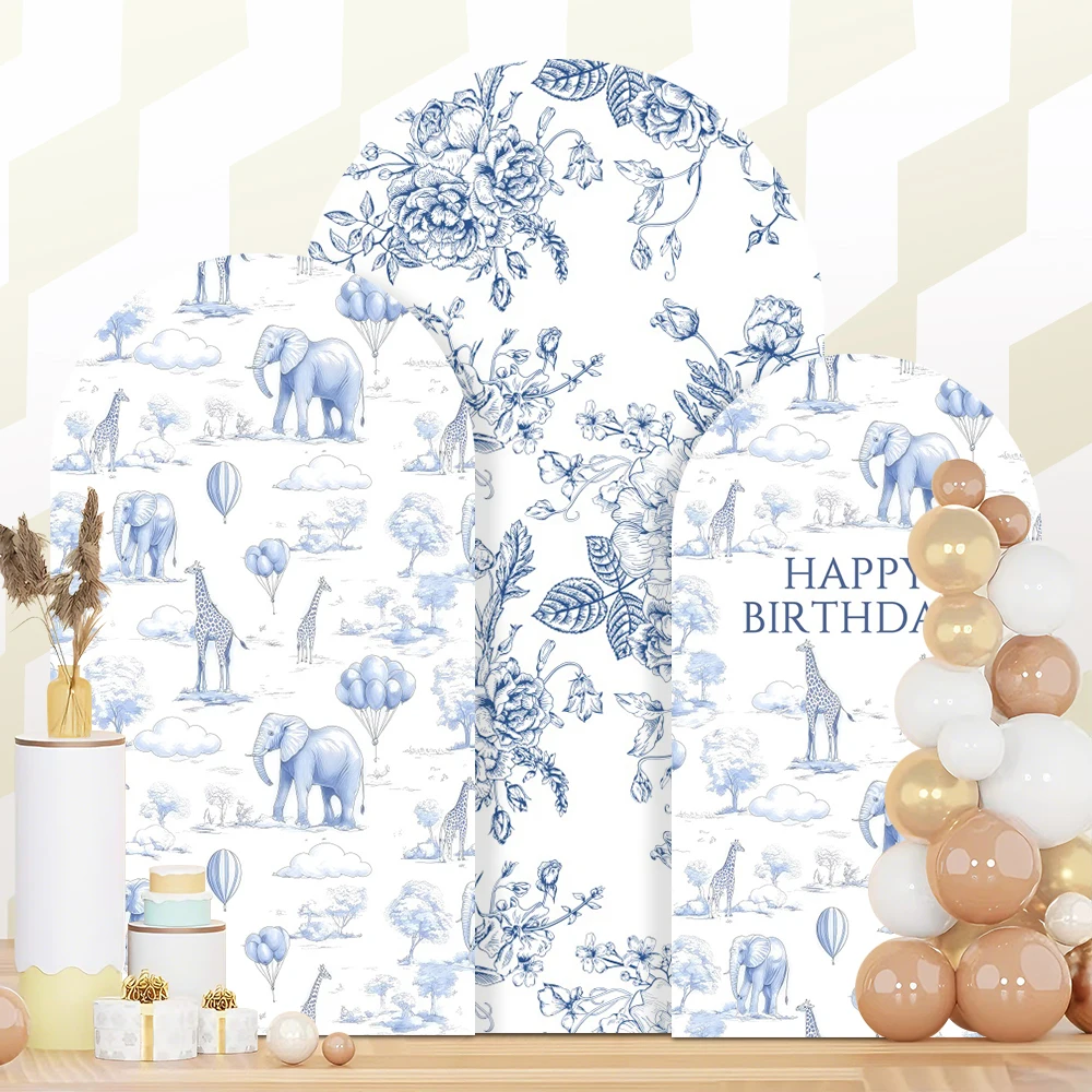 

Happy Birthday Arch Backdrop Forest Animals Flowers Kids Portrait Birthday Party Baby Shower Photographs Background Studio Props
