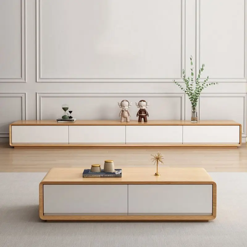 

Living room, TV cabinet, combination, simple, modern, minimalist, Japanese, log color