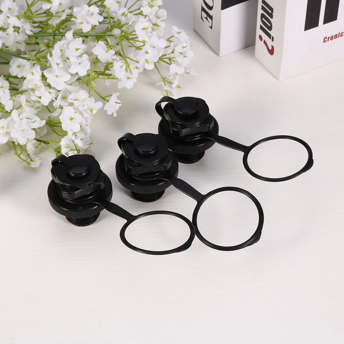8Pcs Boston Valve One-Way Octagonal Screw Nozzle Replacement Set for Inflatable Boat Kayak Raft Rubber Dinghy Tpu Black 22Mm Air