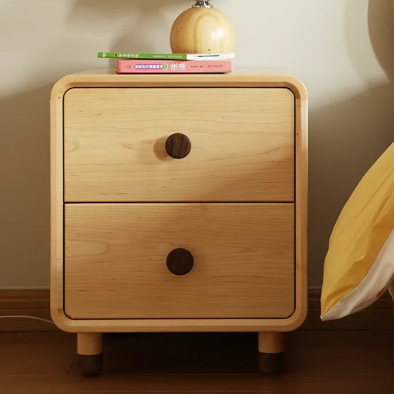 北米の漫画風子供用ベッドサイドテーブル、総無垢材、モダンでシンプルな和風ログ2.5