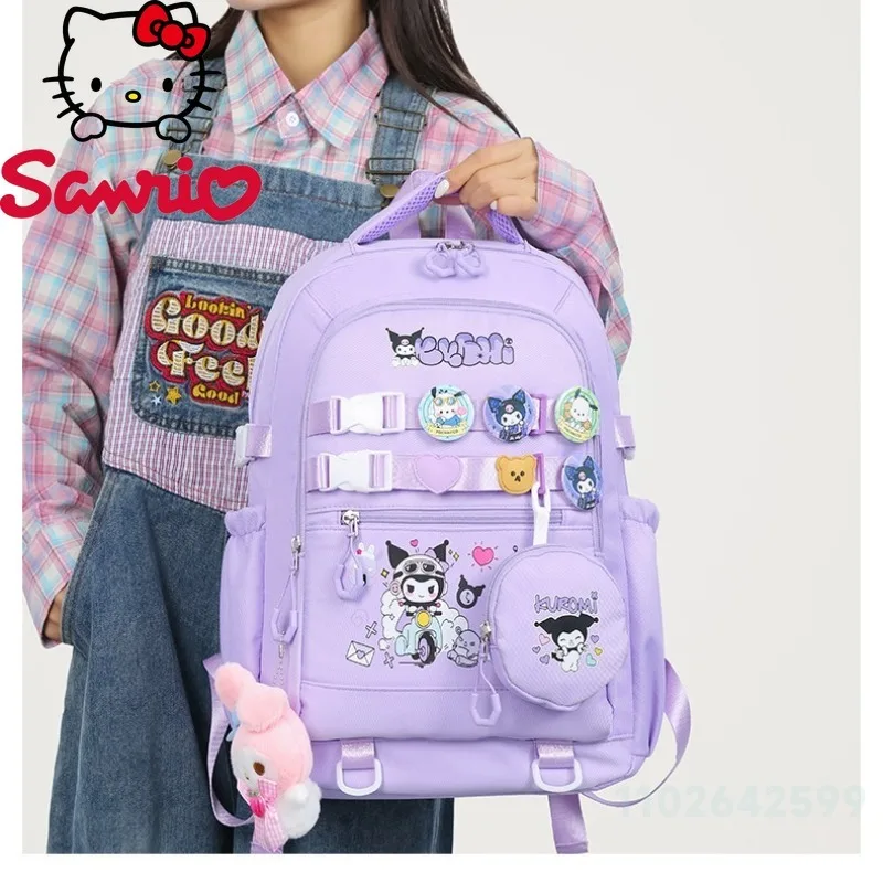 Sanrio Cute Backpack Kuromi Melody Lightweight Large Capacity Adjustable Straps Foldable Design Casual Outings Travel School