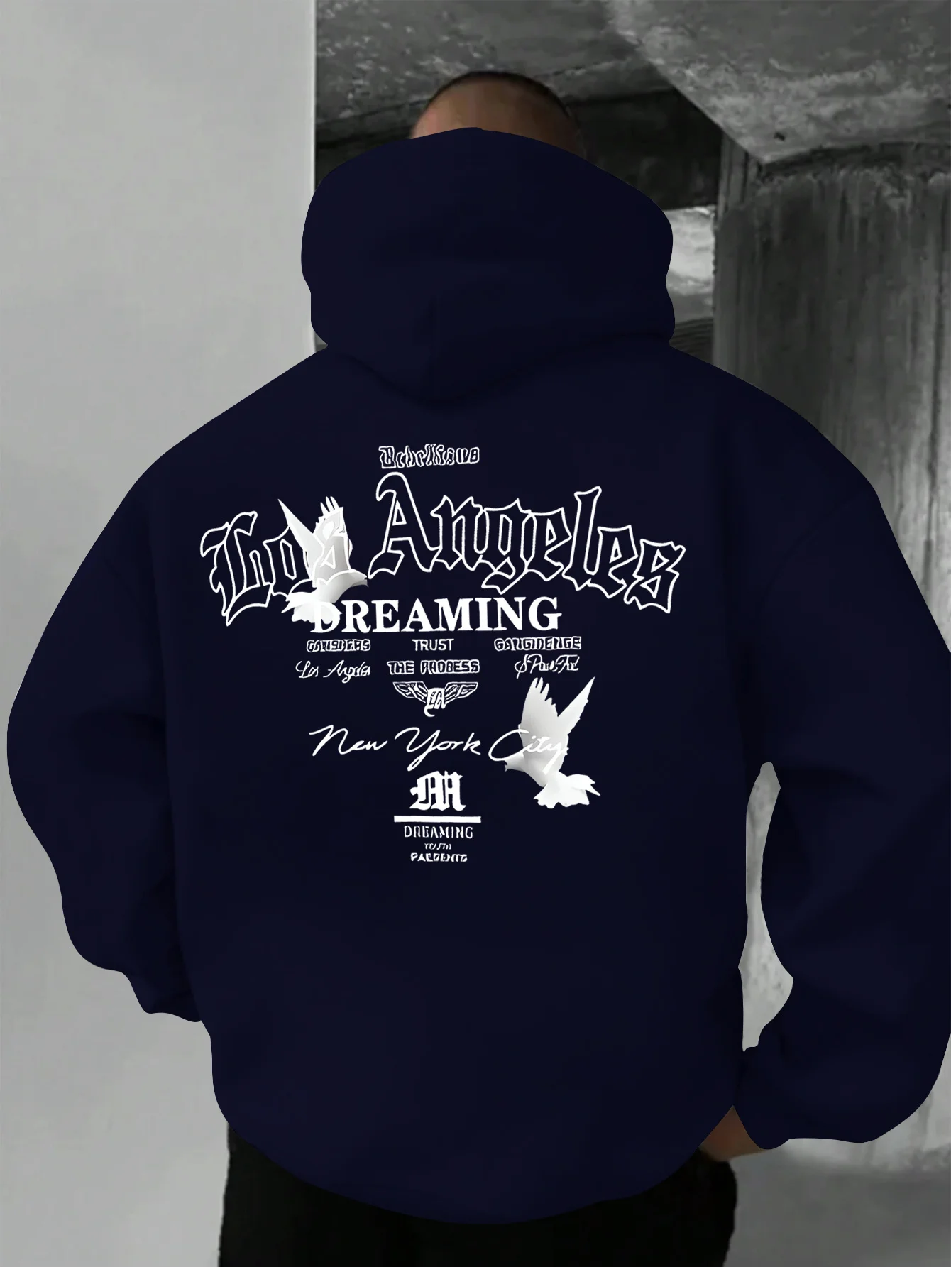 New Men's Stylish Hooded Sweatshirt for Autumn/Winter – Casual Versatile and Comfortable with Letter and Homing Pigeon Prints