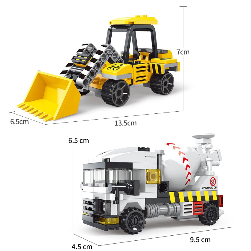 Moc cidade bulldozer modelo blocos de construção caminhão misturador concreto veículo engenharia tijolos brinquedos crianças presente