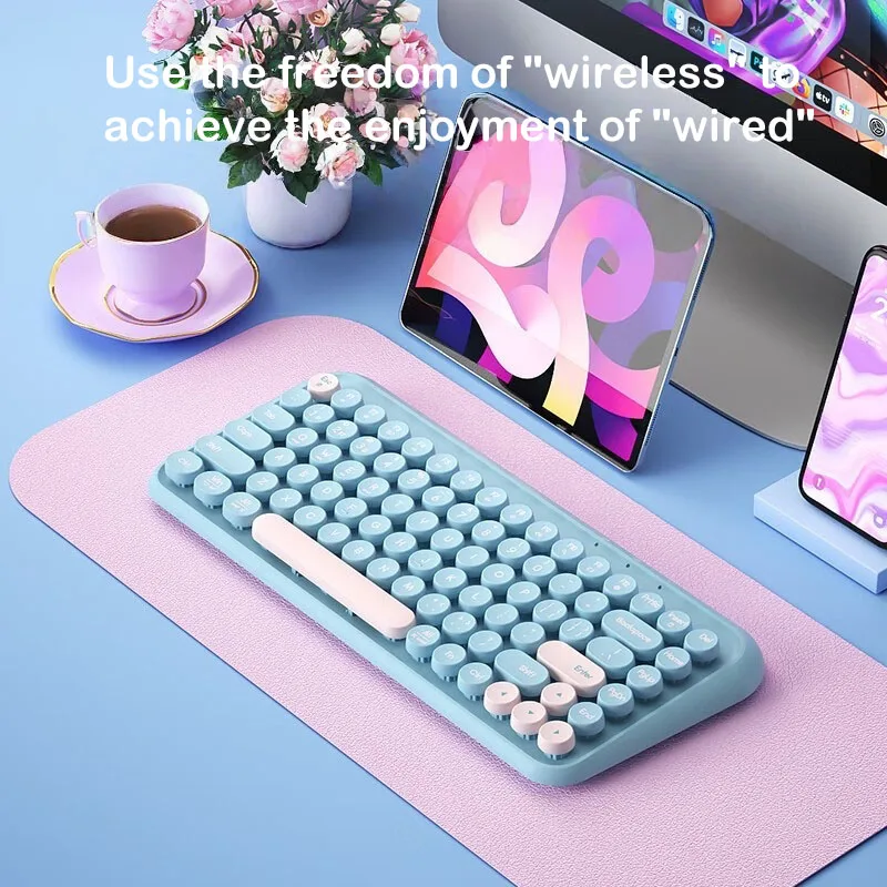 لوحة مفاتيح بلوتوث لاسلكية B.O.W K500D مع صوت خفيف، طراز قديم، رفيعة جدًا ومحمولة للاستخدام المكتبي #5