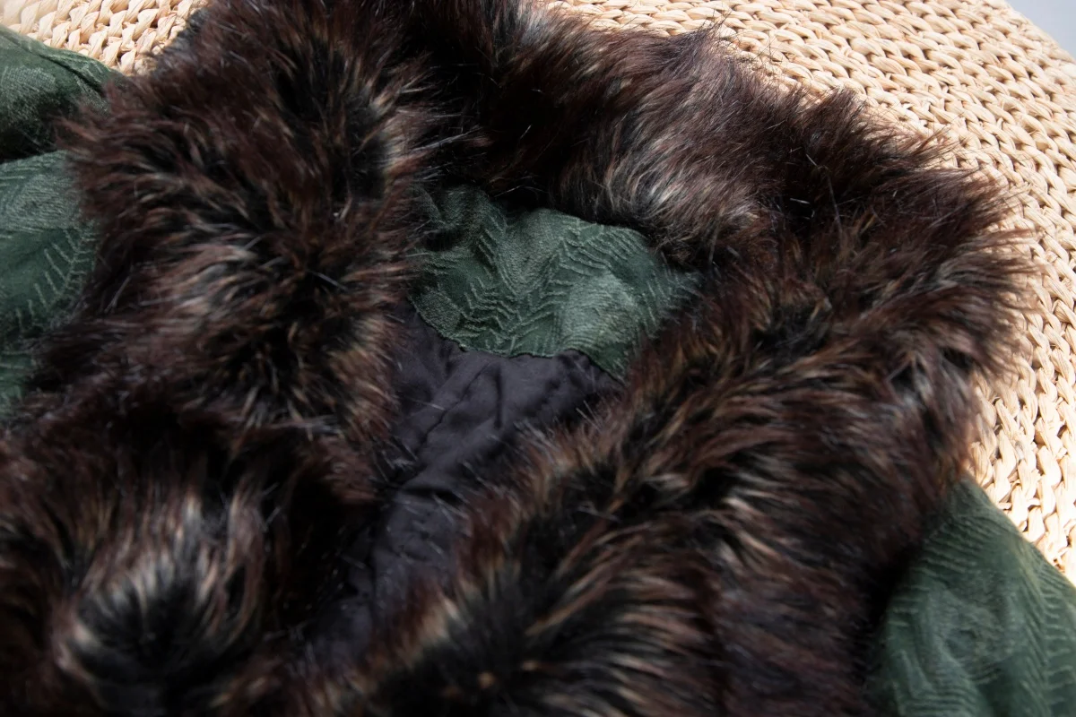 سترة قطنية مطبوعة عرقية عتيقة، معطف مبطن كبير الحجم مع ياقة فرو للنساء، ملابس خارجية بوهيمية شتوية دافئة بأربطة #3