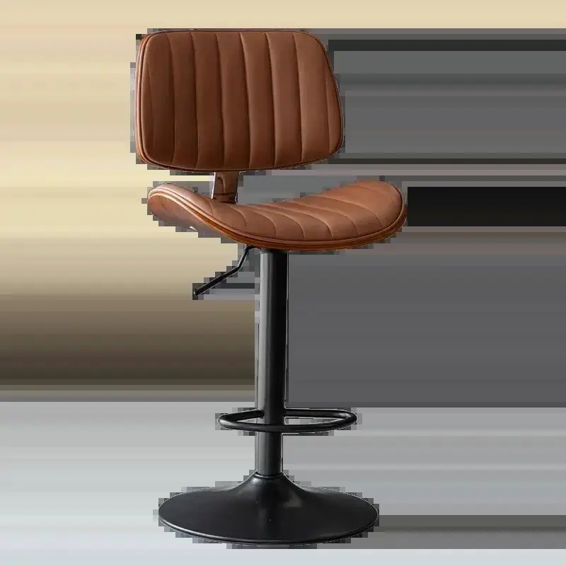 

Solid Wood Accent Bar Stool Modern Adjustable Upholstered Vertical Stitch High Chair Home Kitchen Counter Stools