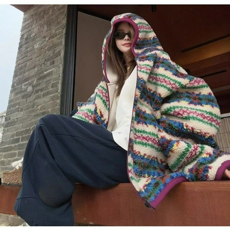 2025 Spring and Autumn New Versatile and Skinny Hooded Fleece Jacket Fashion Casual Zipper Top