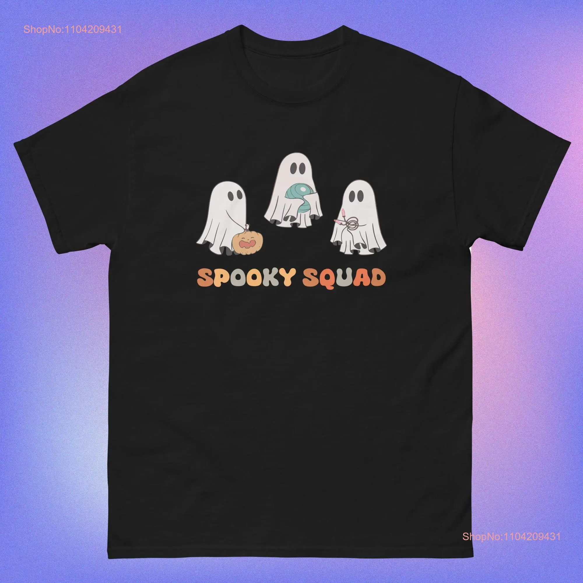 Spooky Squad Halloween Ghost Costume Retro Groovy T Shirt long or short sleeves