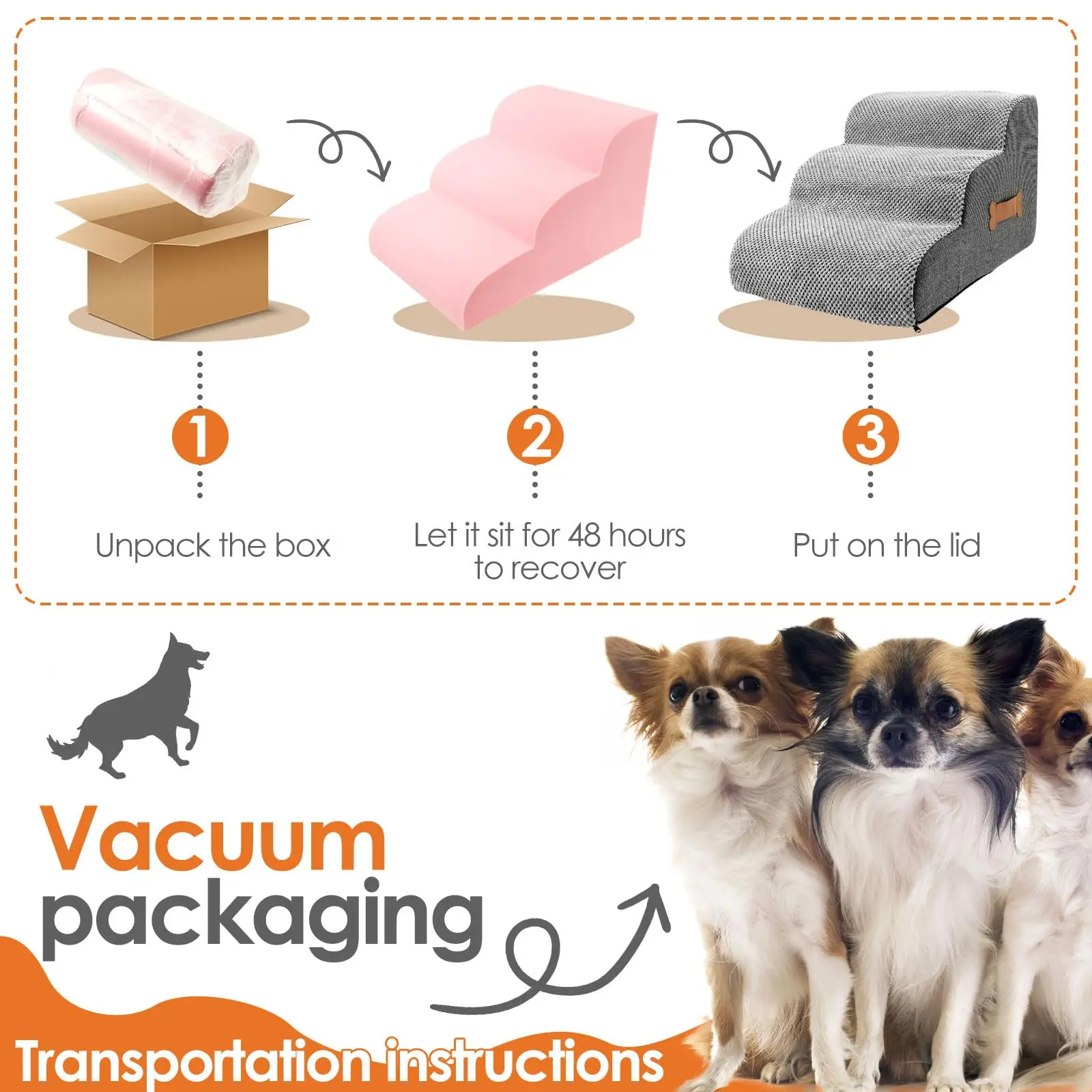 Dog Stairs for Small Dogs 5-Step Sturdy Foam Dog Steps for Couch, Bed or Sofa, Pet Stairs for Puppy and Older Cat, Doggie Ladder view 5