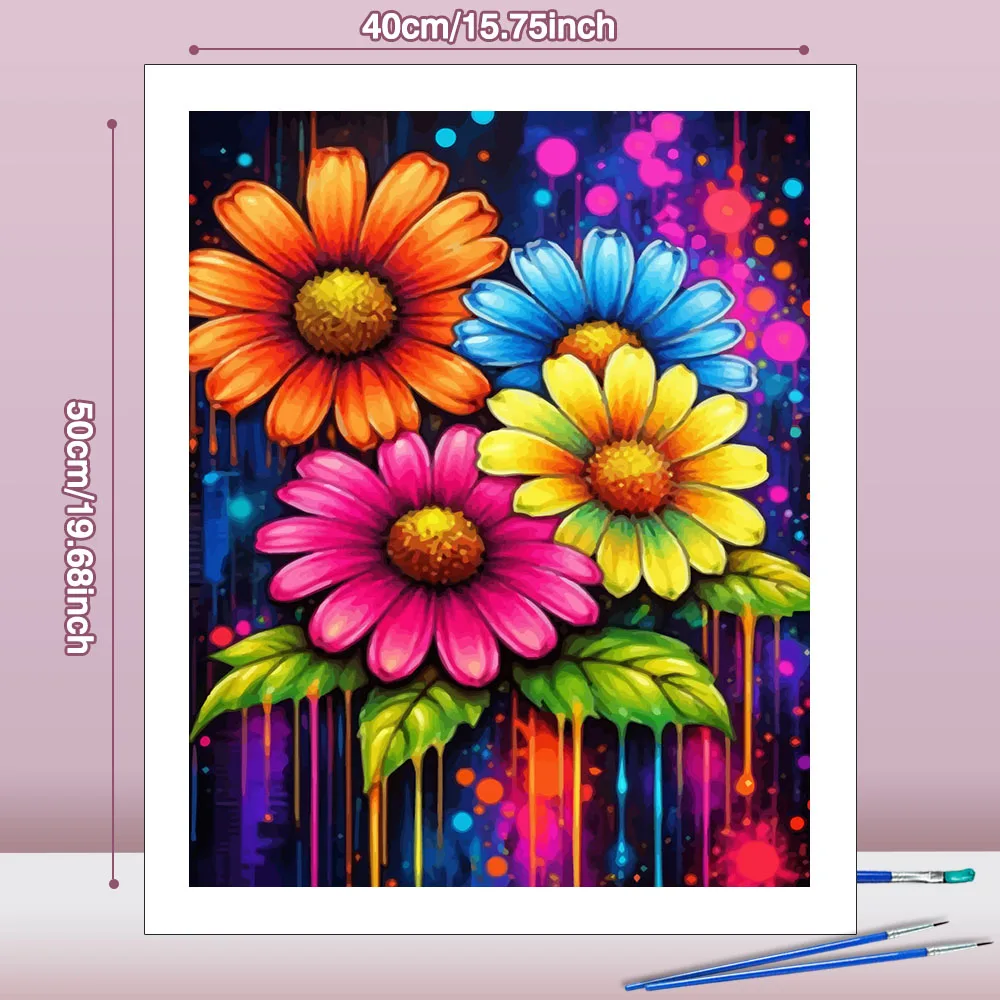 Huacan Oil Paint By Numbers Flower DIY Painting By Numbers New Collection Decorative Paintings﻿﻿﻿
