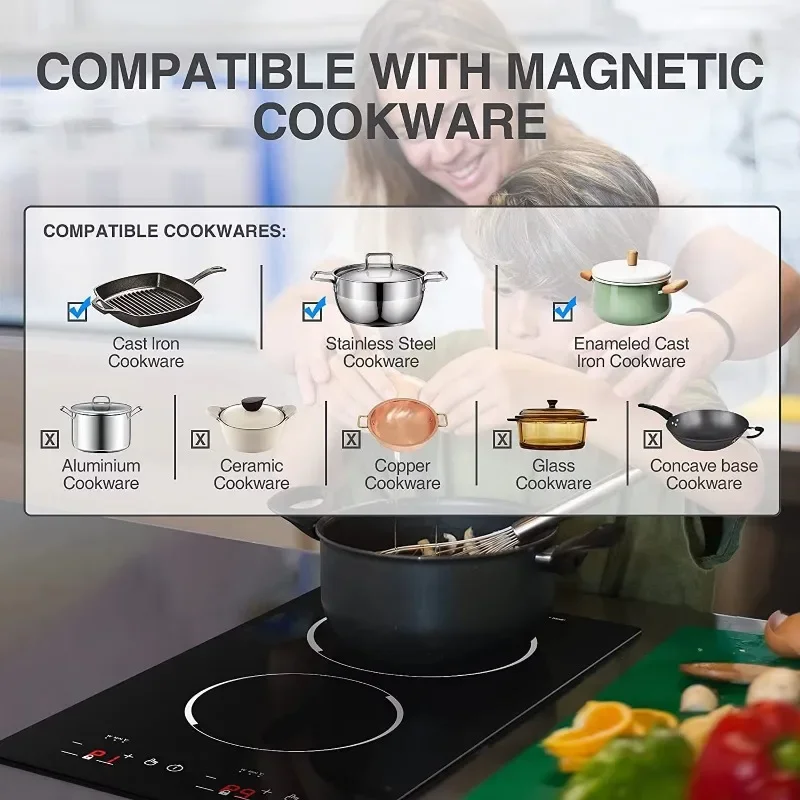Cuisinière à induction commerciale écran tactile noir avancé