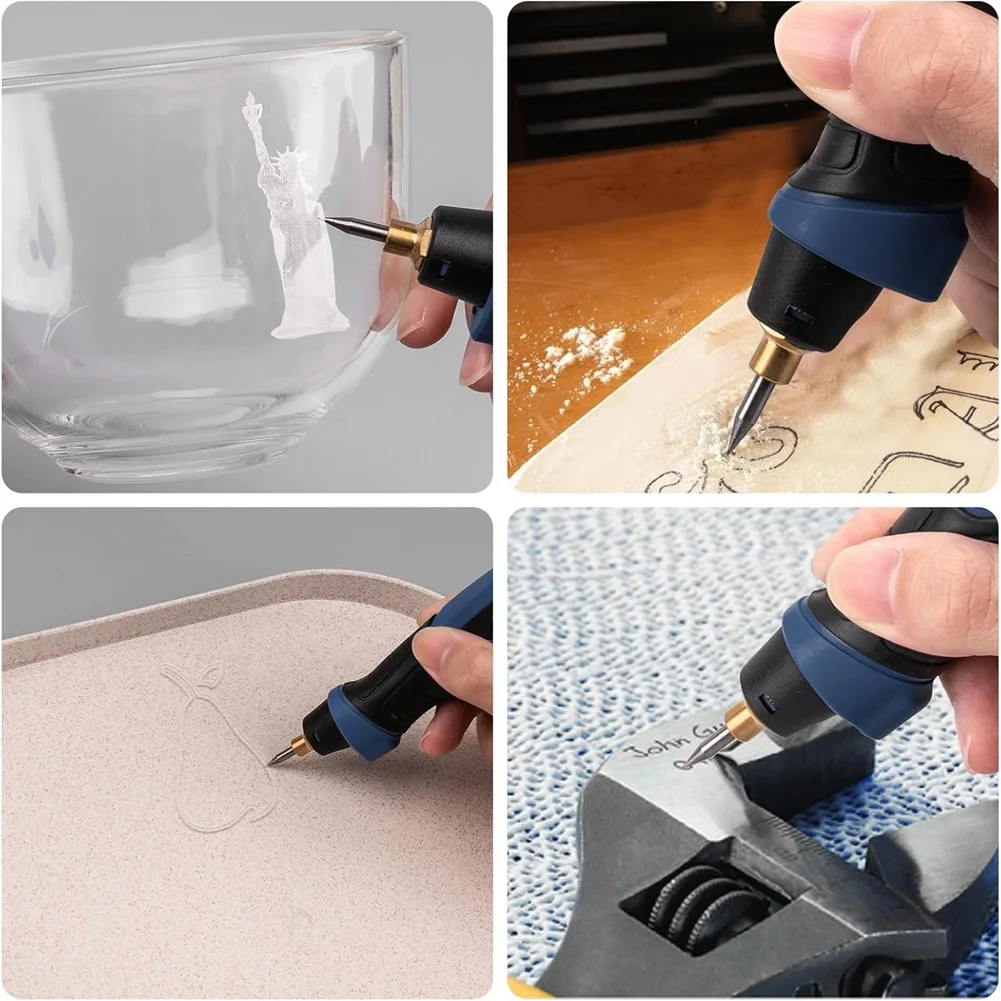 【WSFS】 25W Engraving Pen, 6 Speed Power Engraving Tool, Handheld Engraver Pen for Wood Metal Glass EU Plug
