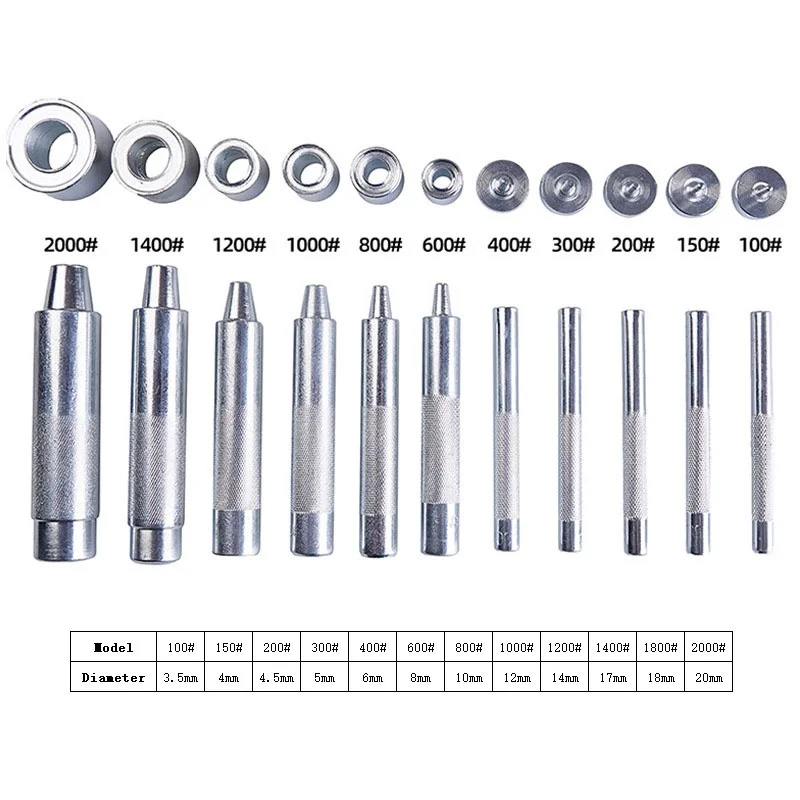 

Punching Holes Tools Set，3.5-20MM Sizes Hole Punch，Rivet Snap Button Setter Die Base Leather Craft Working Tool Handmade DIY
