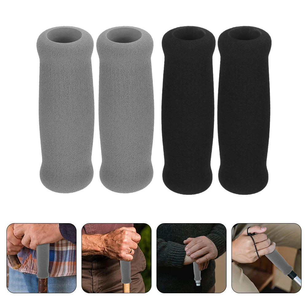 4 Pcs Handle Cover Accessories Walking Aid Elderly Walker Stick Rolling Wheelchair Grip Sponge Thick Thicken Crutch Grips