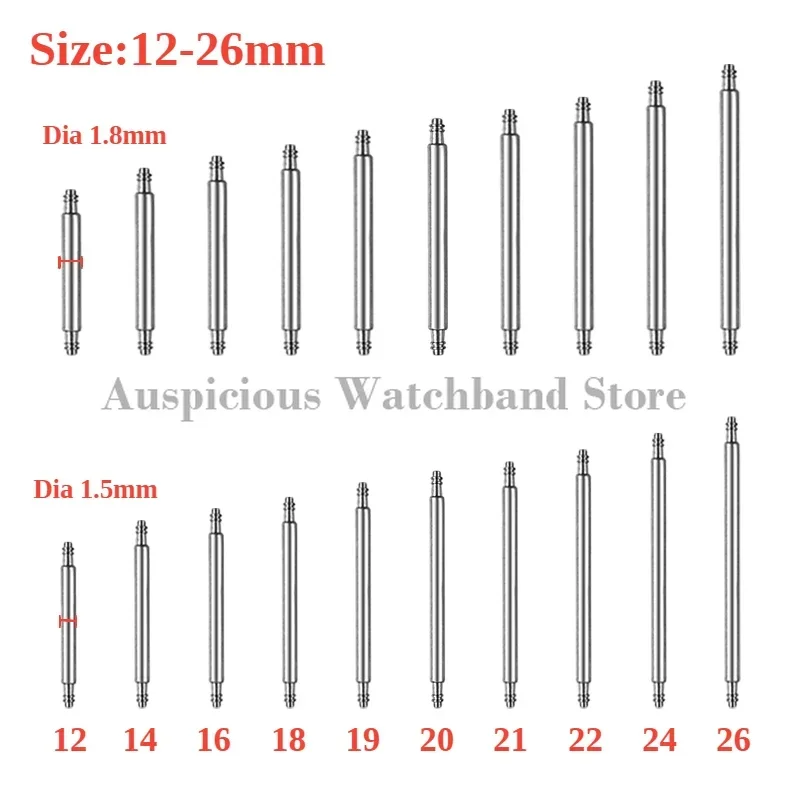 20PCS Dia 1.5/1.8mm Watch Band Spring Bars Stainless Steel Link Pins 12/14/16/18/19/20/21/22/24mm Professional Tool Accessories