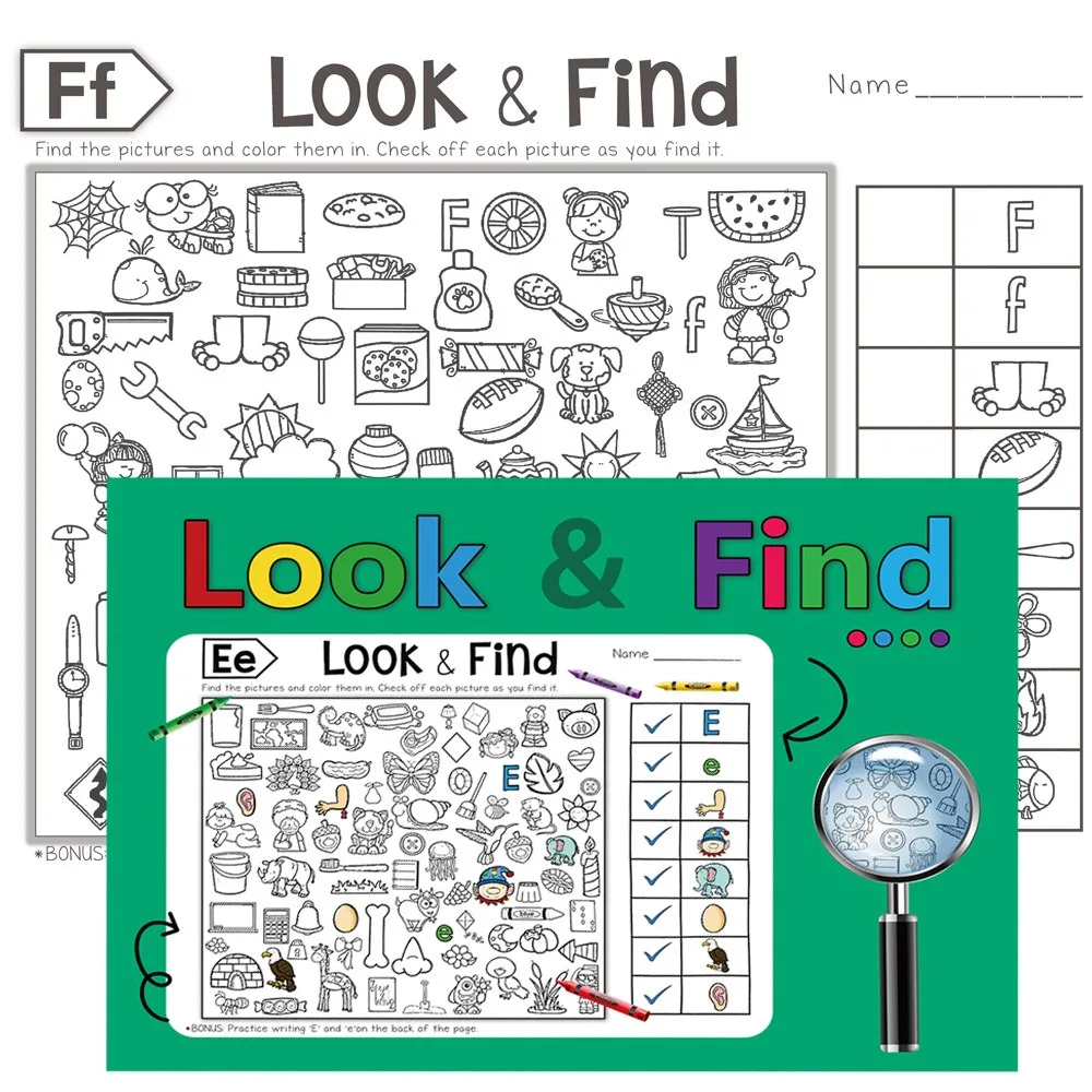 Children's Search for Items Game, Enhance Visual Perception, Fun Coloring Book, Focus and Attention, Handwriting Exercise Book